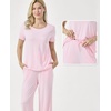 GYS Bamboo Viscose Pajamas for Women Set Short Sleeve Soft Summer Sleepwear(Pink)