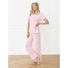 GYS Bamboo Viscose Pajamas for Women Set Short Sleeve Soft Summer Sleepwear(Pink)