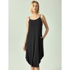 GYS Bamboo Viscose Women Sleeveless Nightgown, Spaghetti Strap Sleep Dress(Black)