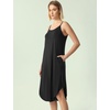 GYS Bamboo Viscose Women Sleeveless Nightgown, Spaghetti Strap Sleep Dress(Black)