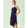 GYS Bamboo Viscose Women Sleeveless Nightgown, Spaghetti Strap Sleep Dress(Navy)