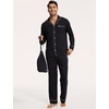 GYS Men’s Bamboo Viscose Long Sleeve Pajamas Set(Black)