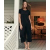 GYS Women’s Bamboo Viscose Capri Pajama Set, Wide Waistband Cooling(Black)