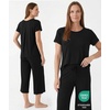 GYS Women’s Bamboo Viscose Capri Pajama Set, Wide Waistband Cooling(Black)