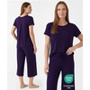 GYS Women’s Bamboo Viscose Capri Pajama Set, Wide Waistband Cooling(Deep Purple)