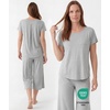 GYS Women’s Bamboo Viscose Capri Pajama Set, Wide Waistband Cooling(Heather Grey)