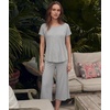 GYS Women’s Bamboo Viscose Capri Pajama Set, Wide Waistband Cooling(Heather Grey)