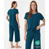 GYS Women’s Bamboo Viscose Capri Pajama Set, Wide Waistband Cooling(Ink Blue)