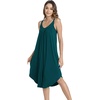 GYS Women’s Bamboo Viscose Cooling Pleated Sleeveless Nightgown(Deep Green)