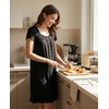 GYS Women’s Bamboo Viscose Muumuu, Puff Short Sleeve Pleated Nightgown(Black)