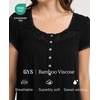 GYS Women’s Bamboo Viscose Muumuu, Puff Short Sleeve Pleated Nightgown(Black)