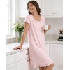 GYS Women’s Bamboo Viscose Muumuu, Puff Short Sleeve Pleated Nightgown(Pink)