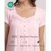 GYS Women’s Bamboo Viscose Muumuu, Puff Short Sleeve Pleated Nightgown(Pink)