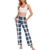 GYS Women’s Bamboo Viscose Pajama Pants, Soft Lightweight Lounge Bottoms(White Green Plaid)