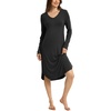 GYS Bamboo Viscose Nightgowns for Women Soft Long Sleeve V-Neck Night Shirt(Black)