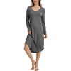 GYS Bamboo Viscose Nightgowns for Women Soft Long Sleeve V-Neck Night Shirt(Dark Heather Grey)