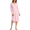 GYS Bamboo Viscose Nightgowns for Women Soft Long Sleeve V-Neck Night Shirt(Pink)