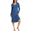 GYS Bamboo Viscose Nightgowns for Women Soft Long Sleeve V-Neck Night Shirt(Prussian Blue)