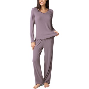 GYS Bamboo Viscose Pajamas for Women Long Sleeve Sleepwear for Hot Sleepers(Dusty Purple)