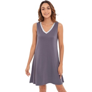 GYS Cooling Bamboo Viscose Sleeveless Nightgowns for Women(Dark Grey)