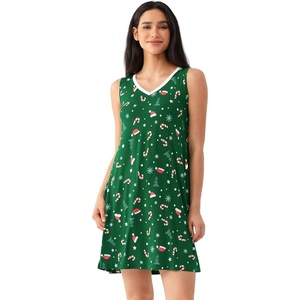 GYS Cooling Bamboo Viscose Sleeveless Nightgowns for Women(Xmas Green)
