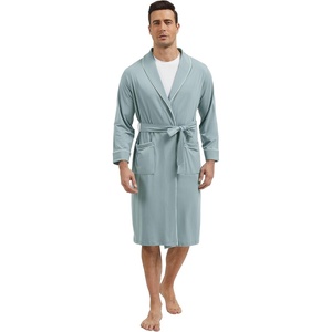 GYS Premium Men’s Bamboo Viscose Knee Length Robe(Greyish Green)
