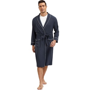 GYS Premium Men’s Bamboo Viscose Knee Length Robe(Midnight Blue)