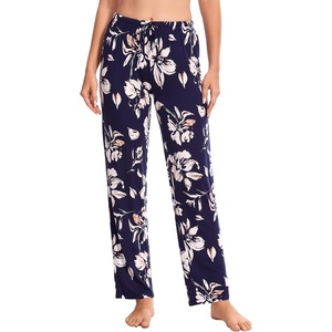 GYS Women’s Bamboo Viscose Pajama Pants, Soft Lightweight Lounge Bottoms(Navy Floral)