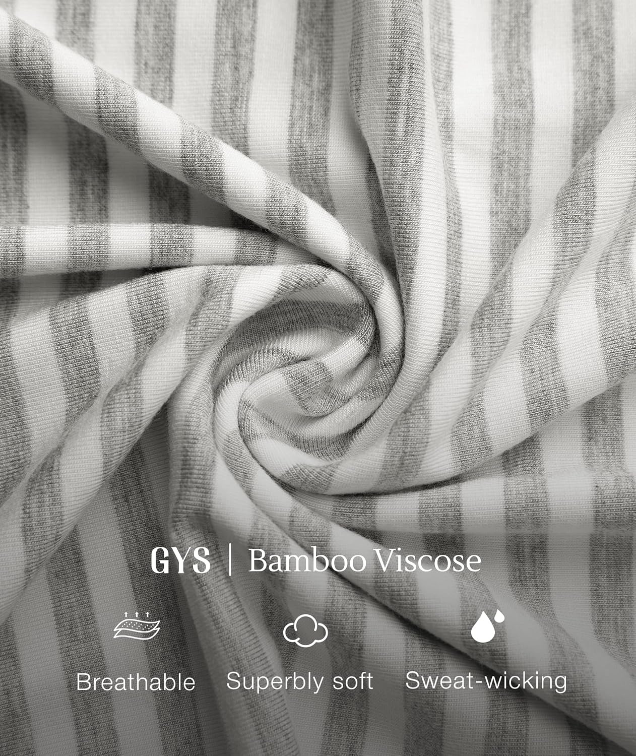 image:imageGYS Bamboo Viscose Pajamas for Women Cooling Bermuda Short Pajamas SetsGrey Stripe