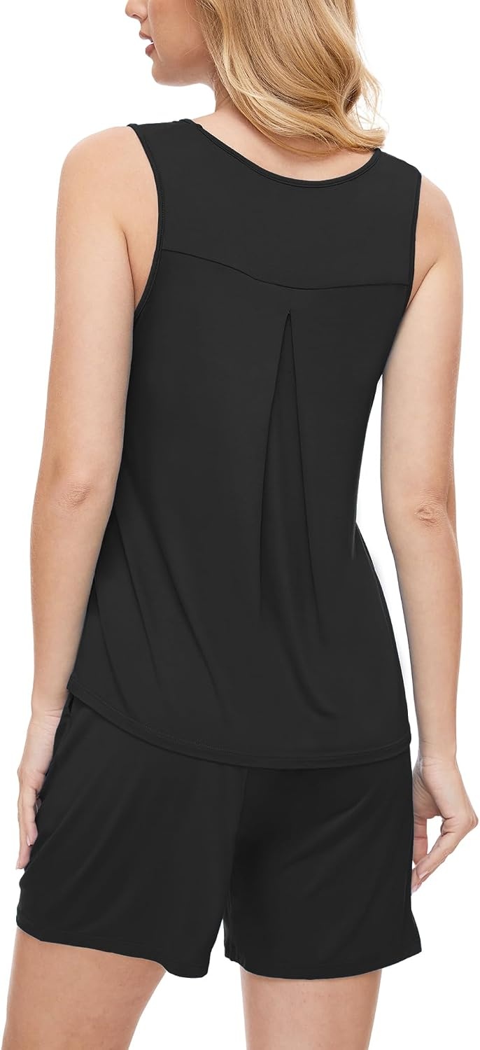 image:imageGYS Bamboo Viscose Pajamas for Women Set Sleeveless Summer SleepwearBlack