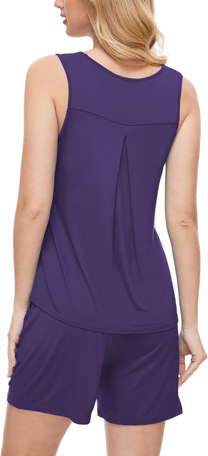 image:imageGYS Bamboo Viscose Pajamas for Women Set Sleeveless Summer SleepwearPurple