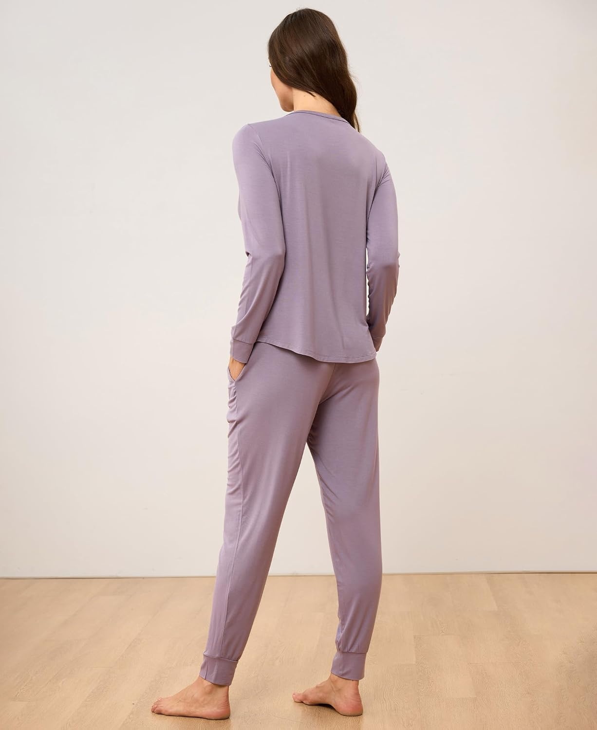 image:imageGYS Womens Bamboo Viscose Pajama Set Wide Waistband CoolingViolet