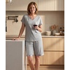 GYS Bamboo Viscose Pajamas for Women, Cooling Bermuda Short Pajamas Sets(Heather Grey)