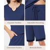 GYS Bamboo Viscose Pajamas for Women, Cooling Bermuda Short Pajamas Sets(Navy)