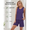 GYS Bamboo Viscose Pajamas for Women Set, Sleeveless Summer Sleepwear(Purple)