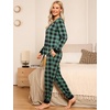 GYS Women’s Bamboo Viscose Pajama Set, Wide Waistband Cooling(Black Green Plaid)