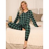 GYS Women’s Bamboo Viscose Pajama Set, Wide Waistband Cooling(Black Green Plaid)