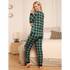 GYS Women’s Bamboo Viscose Pajama Set, Wide Waistband Cooling(Black Green Plaid)