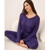 GYS Women’s Bamboo Viscose Pajama Set, Wide Waistband Cooling(Purple)