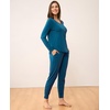 GYS Women’s Bamboo Viscose Pajama Set, Wide Waistband Cooling(Teal Blue)