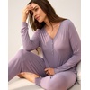 GYS Women’s Bamboo Viscose Pajama Set, Wide Waistband Cooling(Violet)