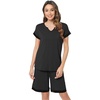 GYS Bamboo Viscose Pajamas for Women, Cooling Bermuda Short Pajamas Sets(Black)