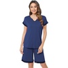 GYS Bamboo Viscose Pajamas for Women, Cooling Bermuda Short Pajamas Sets(Navy)