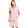 GYS Bamboo Viscose Pajamas for Women, Cooling Bermuda Short Pajamas Sets(Pink)