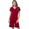 GYS Bamboo Viscose Pajamas for Women, Cooling Bermuda Short Pajamas Sets(Wine)