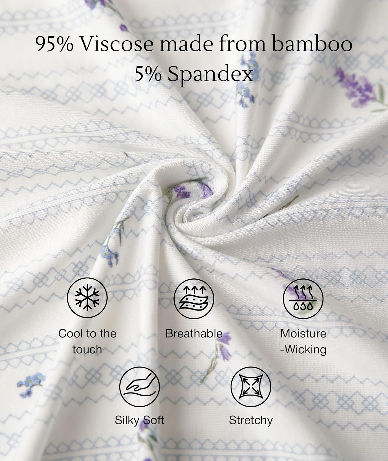 image:imageGYS Cooling Bamboo Viscose Nightgowns for WomenLavender Stripes