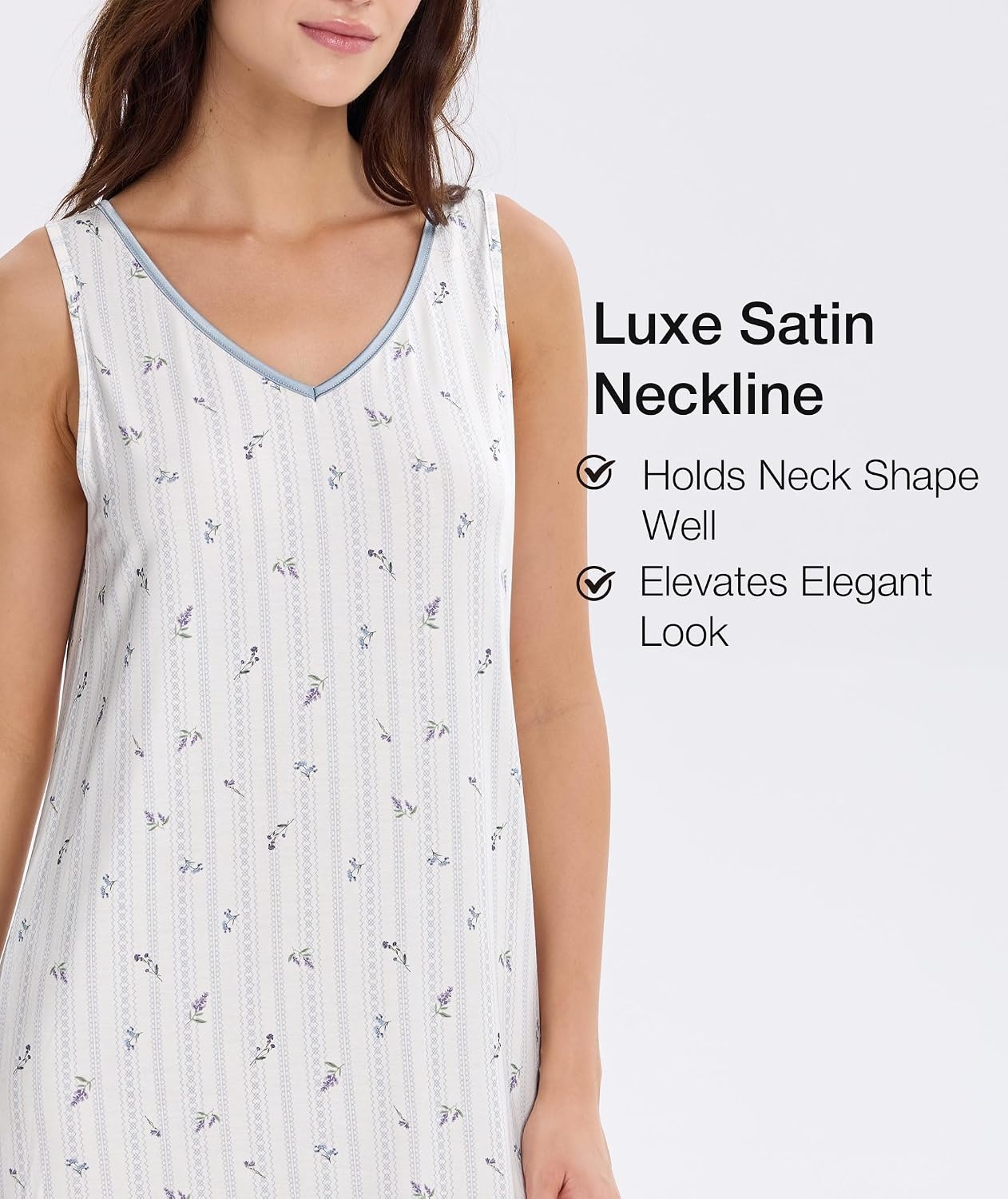 image:imageGYS Cooling Bamboo Viscose Nightgowns for WomenLavender Stripes