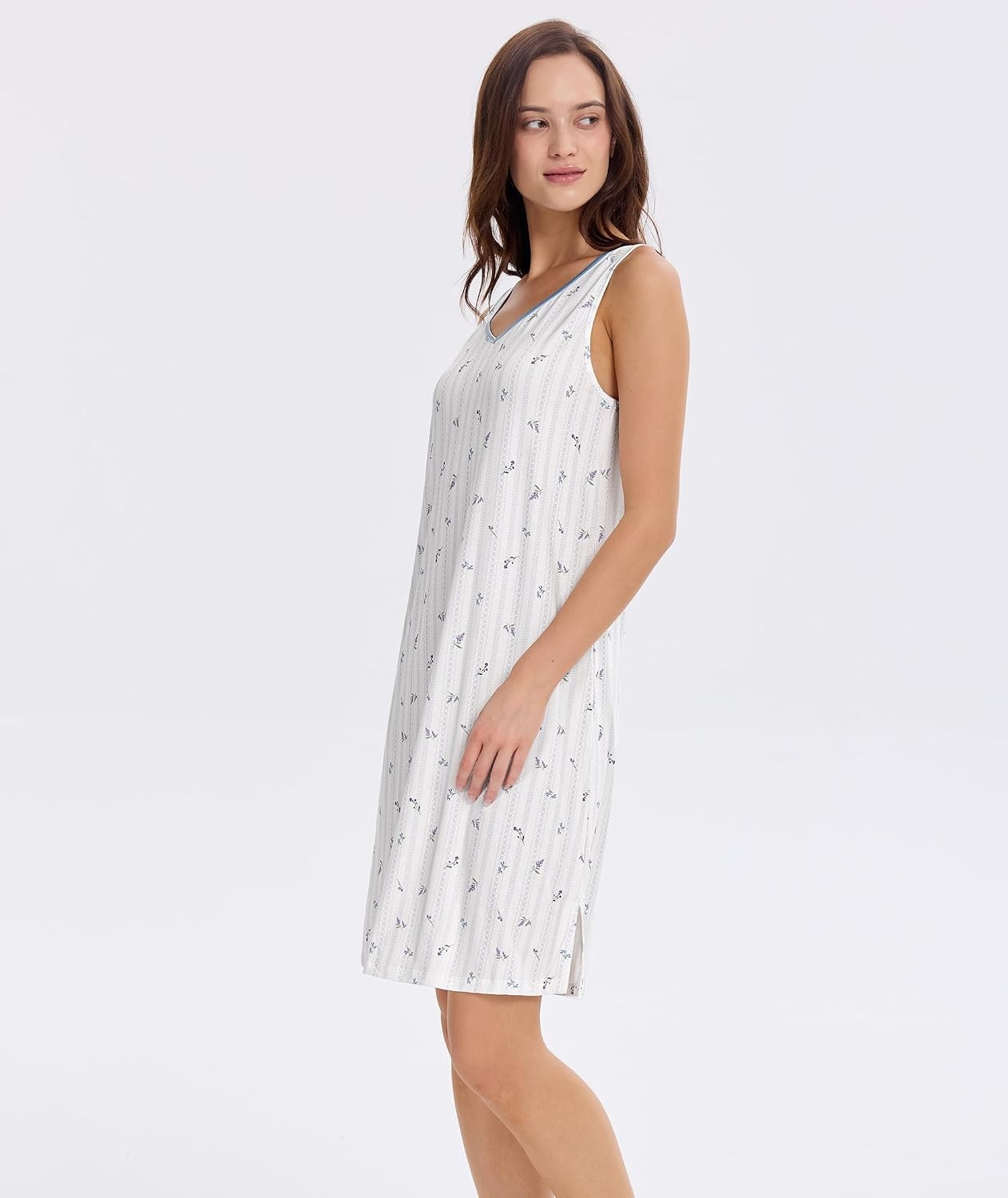 image:imageGYS Cooling Bamboo Viscose Nightgowns for WomenLavender Stripes