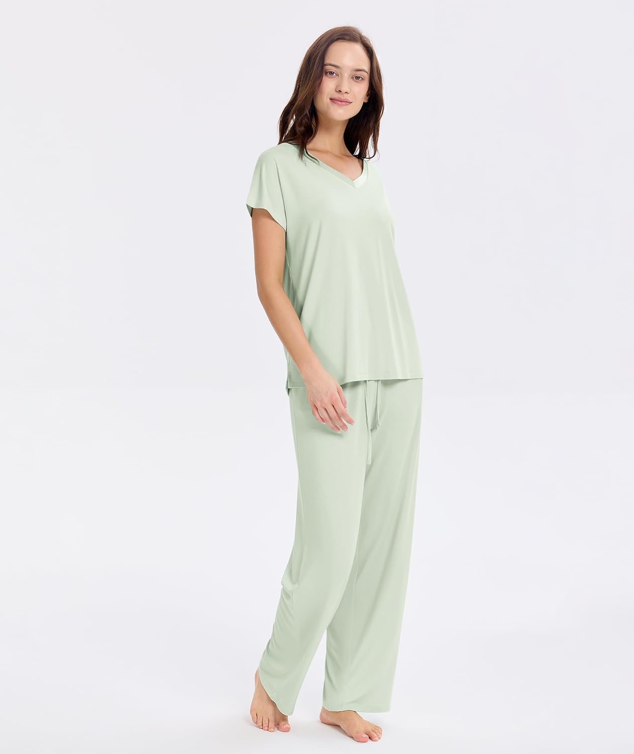 image:imageGYS Women Bamboo Viscose Short Sleeve PajamasCanary Green