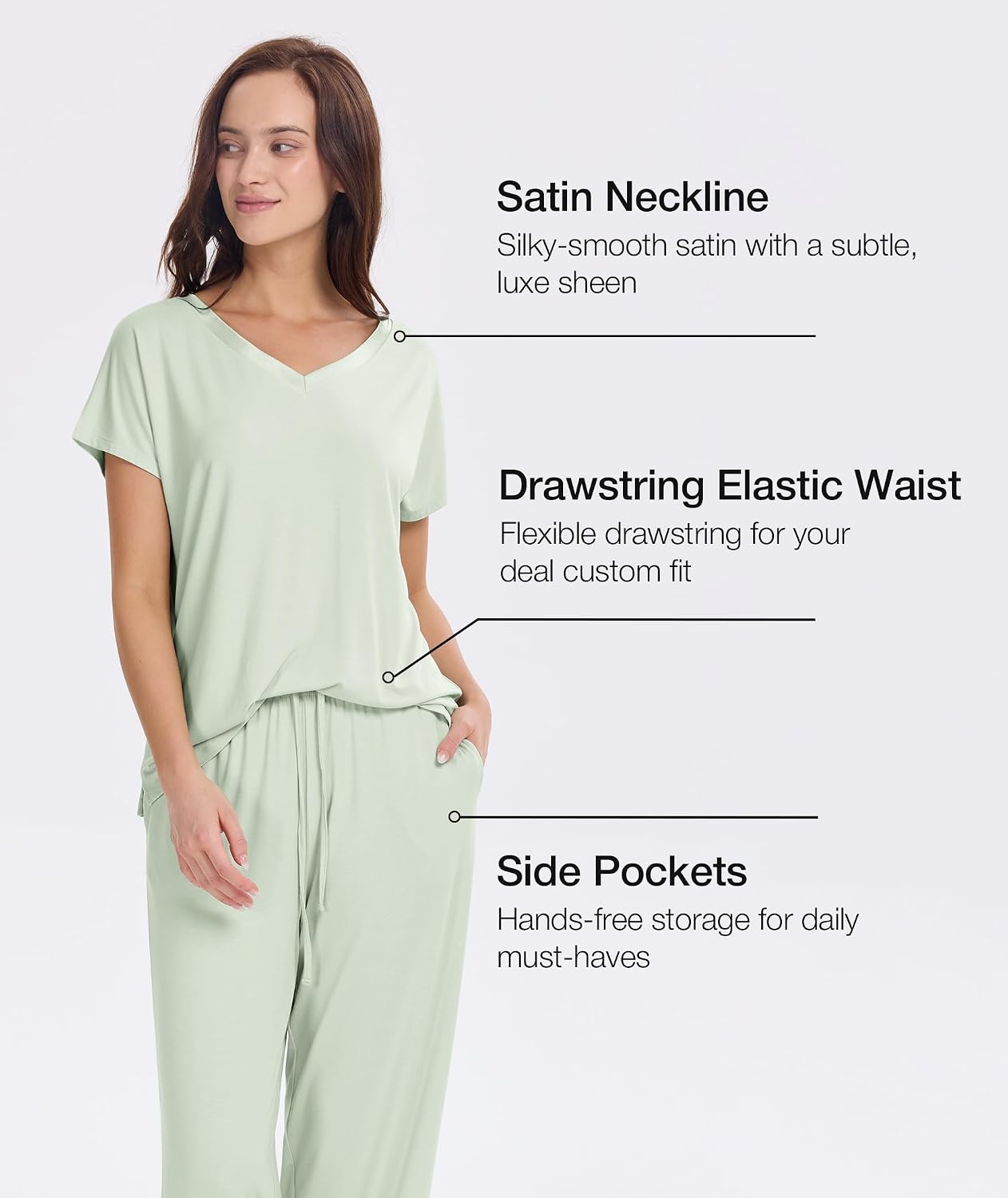 image:imageGYS Women Bamboo Viscose Short Sleeve PajamasCanary Green